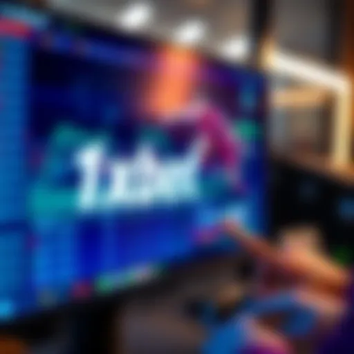 A close-up of a computer screen showing the 1xbet betting website with a person considering a bet.