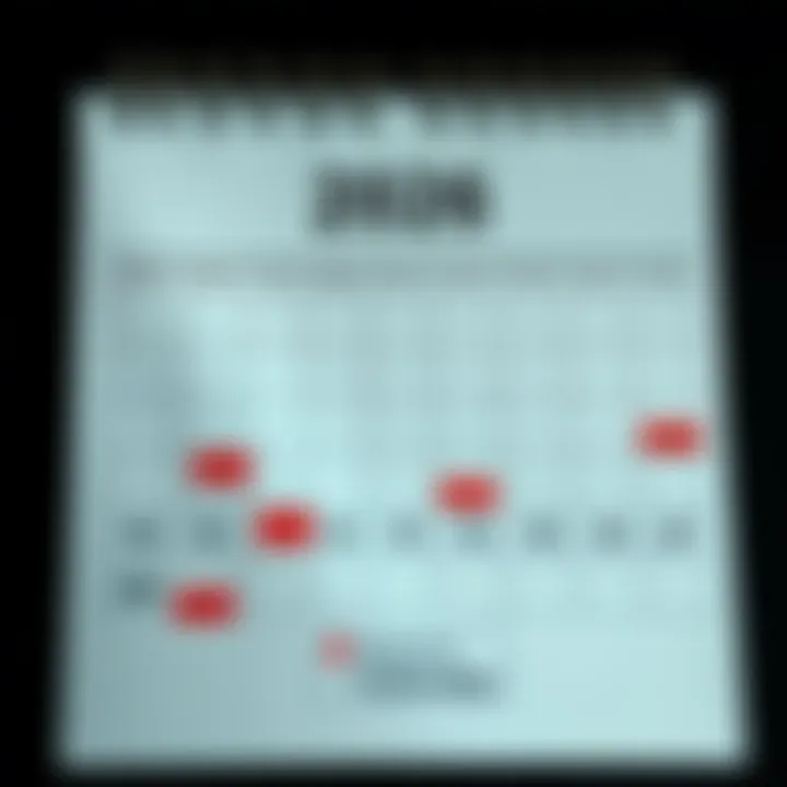 2026 Monthly Payment Calendar A calendar page showing key dates for monthly payments in 2026 with highlighted months and notes