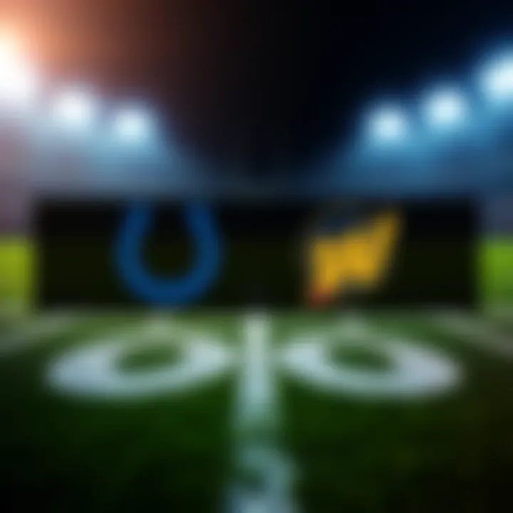 NFL Game Preview: Colts vs Commanders A football field with the Indianapolis Colts and Washington Commanders logos, highlighting their upcoming match