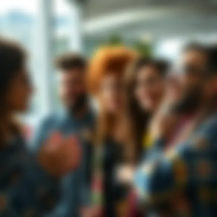 A group of diverse people discussing new ideas with enthusiasm, symbolizing change and transformation.