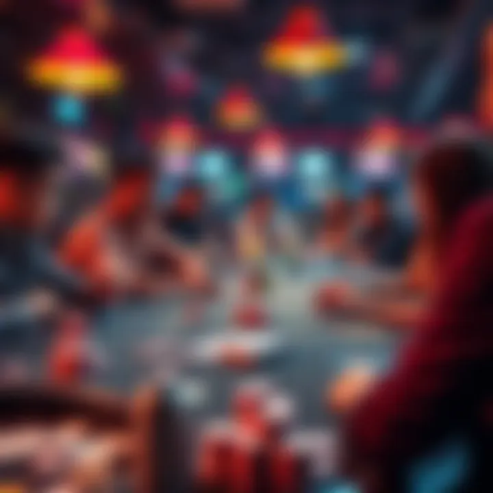 People enjoying a lively betting atmosphere with cards and chips on a table