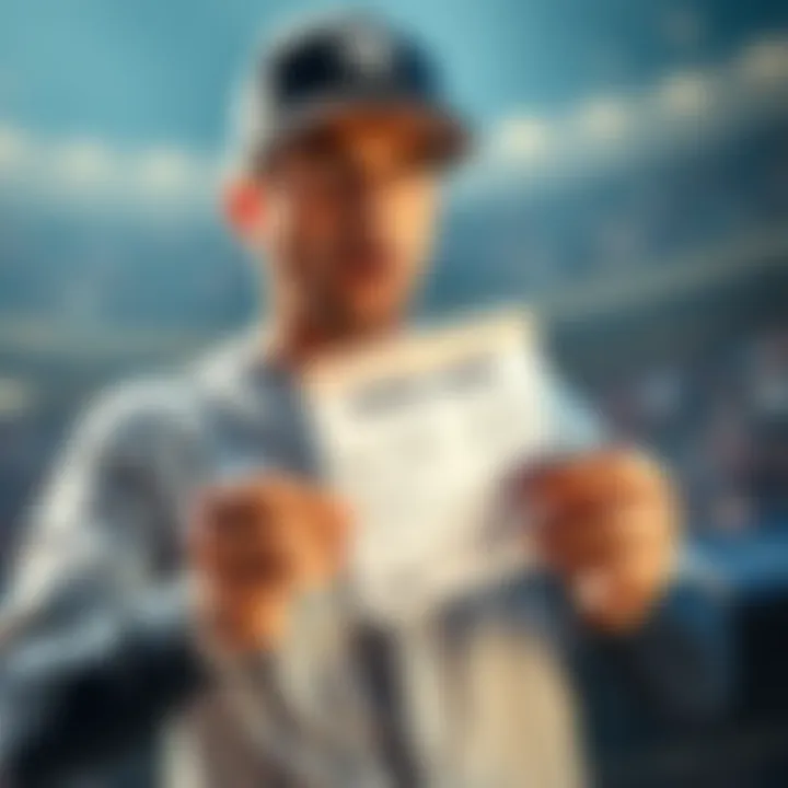 A frustrated bettor holding a sports betting slip showing a mistaken home run bet instead of a hit on Aaron Judge.