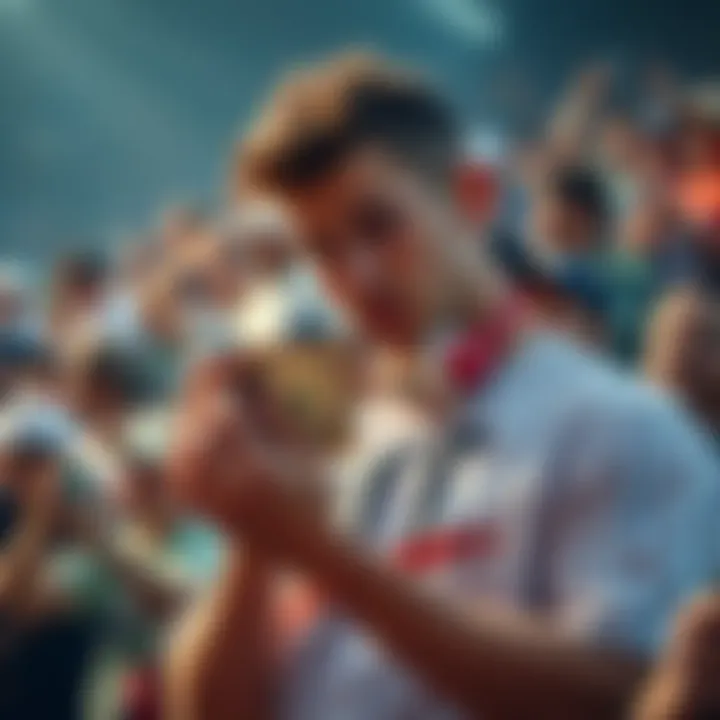 Aaron Judge nervously holding a two-dollar bill while surrounded by fans