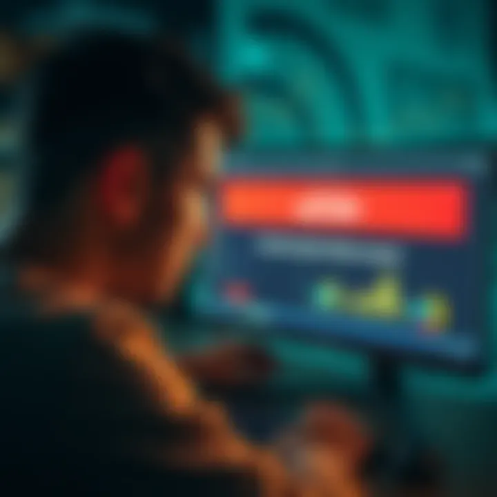 A person looking frustrated while viewing a computer screen showing a message about an account being reopened without consent.