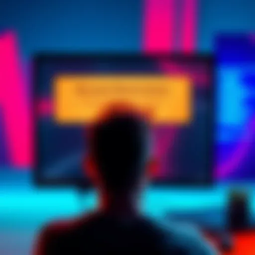 A computer screen showing a notification of account restriction with a frustrated person in front of it.