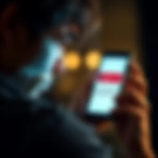 A person looks frustrated while trying to access their account on a smartphone, displaying an error message on the screen.