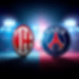 Logos of AC Milan and PSG side by side, representing their rivalry in upcoming matches.