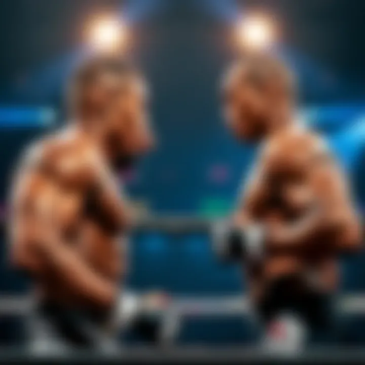 Adesanya and Pyfer face off in the octagon, showcasing their fighting stances and intense focus before the match.