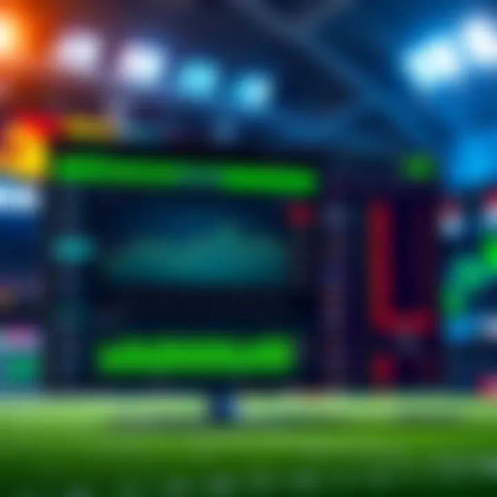 A digital interface showing real-time sports analysis and betting odds from an AI tool, with sports graphics in the background