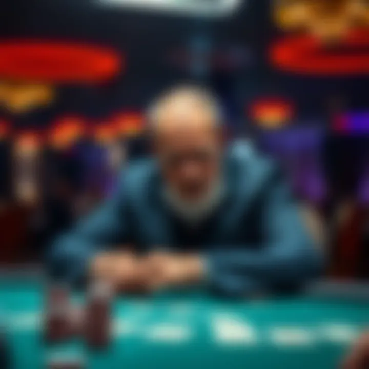 Alan Keating at a poker table Alan Keating focused on his cards during a poker tournament