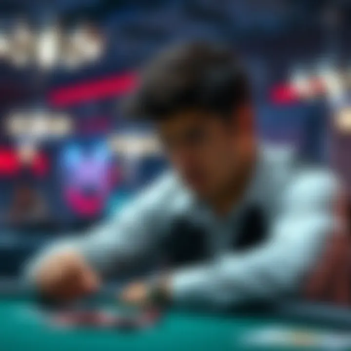 Alex Foxen at a poker table contemplating his next move with two pairs in a high-stakes game