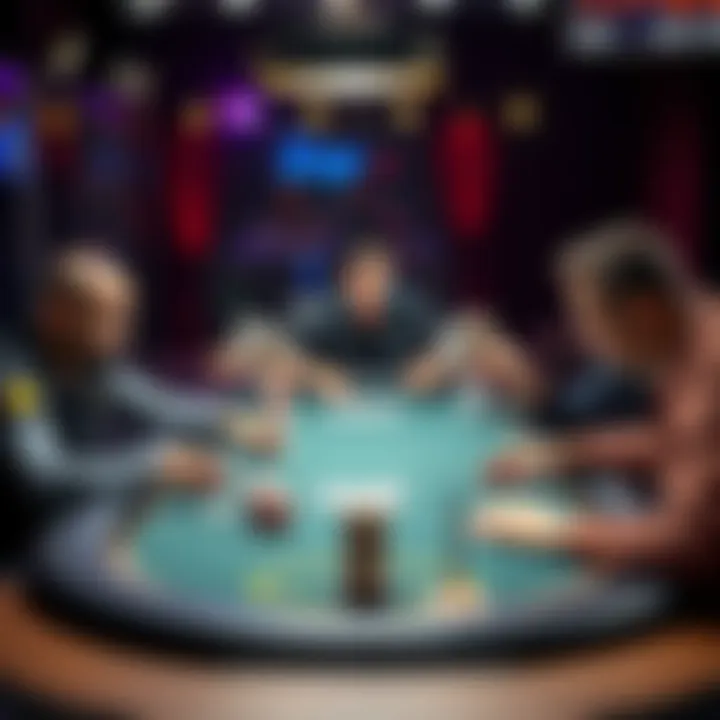 Three players at a poker table all-in with AK cards during the WSOP Mini Mystery event