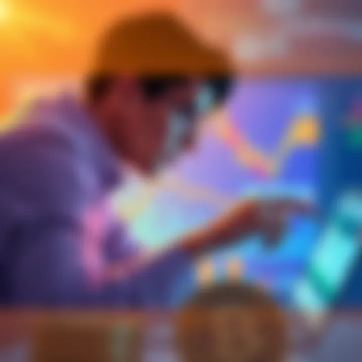 An illustration showing a person analyzing financial data related to Alr Stake investments