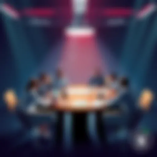 A group of people discussing the impact of sweat-free betting at a round table with charts and graphs in front of them.