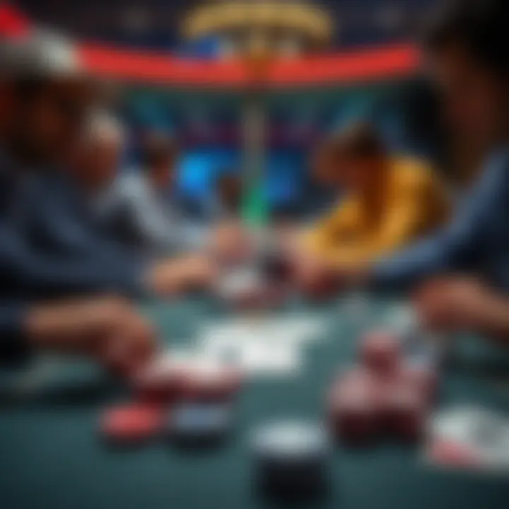 A close-up of a poker table with cards and chips, showing players focused on their hands before the flop.