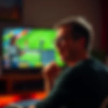 Frustrated person in front of a TV showing World Cup highlights, expressing anger over betting losses