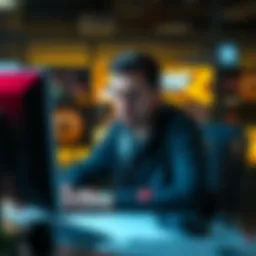 Frustrated customer sitting at a desk with a computer, looking upset after account suspension on SpinPals