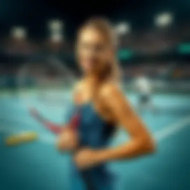Anna Kournikova holding a tennis racket on a court, smiling at the camera