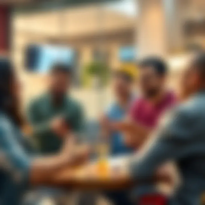 A group of people sharing their experiences about delays in receiving their anniversary bonuses in a casual setting