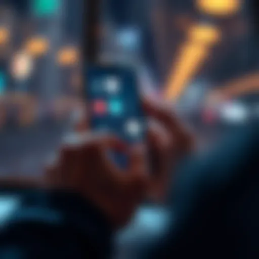 A person using a smartphone with various recovery apps on the screen, focused on tracking their progress against harmful habits.