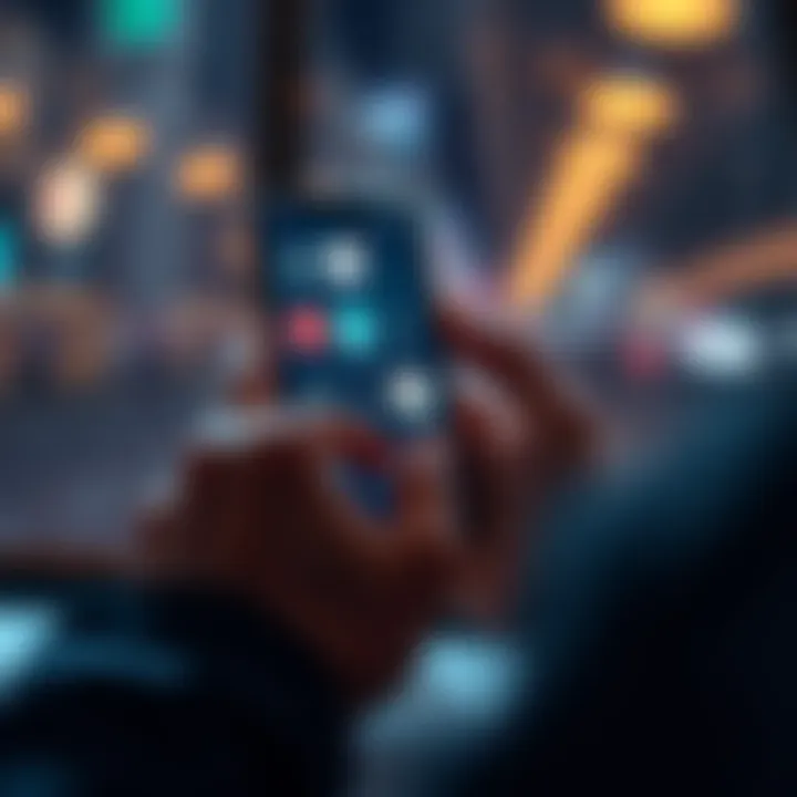 A person using a smartphone with various recovery apps on the screen, focused on tracking their progress against harmful habits.