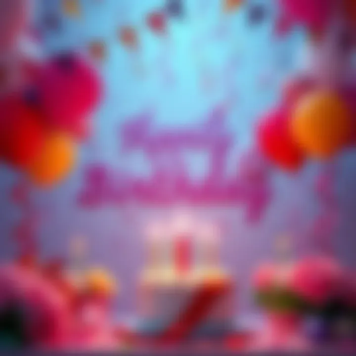 A festive scene celebrating April birthdays with balloons, cake, and colorful decorations.