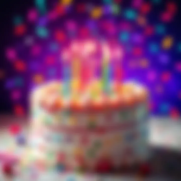 A colorful birthday cake with candles and confetti for people celebrating birthdays in April