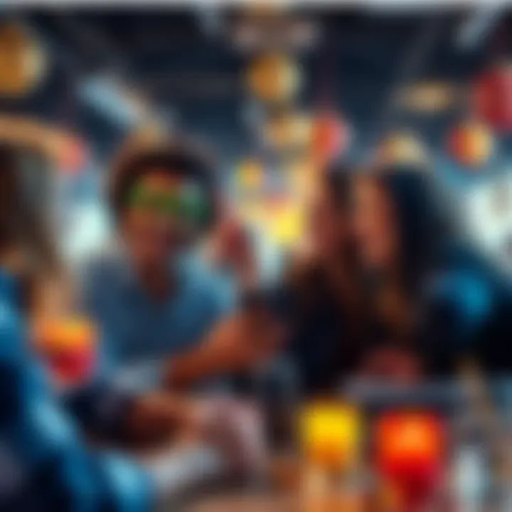 A group of friends laughing and playing pranks on each other during April Fools' Day celebrations