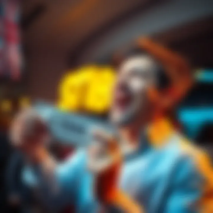 An excited Argentinian man holding a lottery ticket, looking hopeful as he plans for secure withdrawal of his winnings in cryptocurrency.