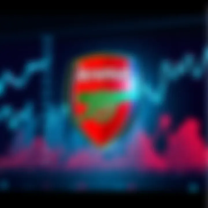 A visual representation of the Arsenal logo alongside financial charts showing investment trends