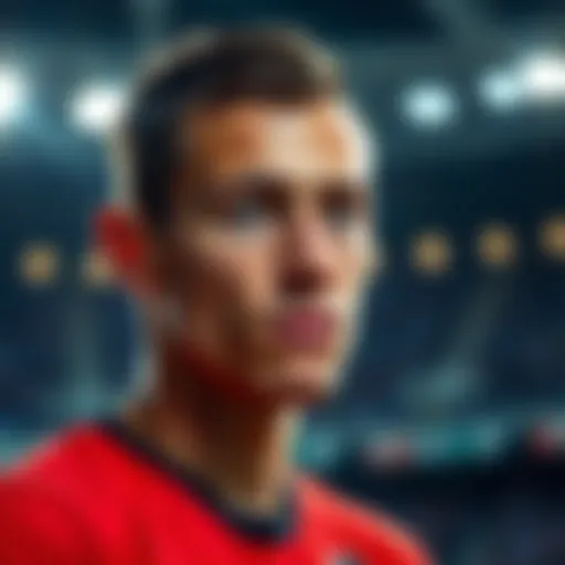 An athlete engaged in a pre-game ritual, focusing on concentration and mental preparation before a match.