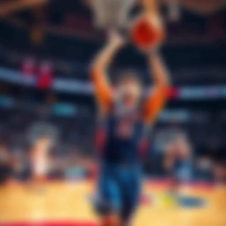 Austin Reaves shooting a three-pointer Austin Reaves attempting a three-point shot during a basketball game