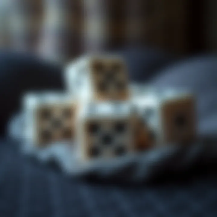 A close-up of authentic 4-digit dice with no bubbles or imperfections, displayed on a soft cloth.