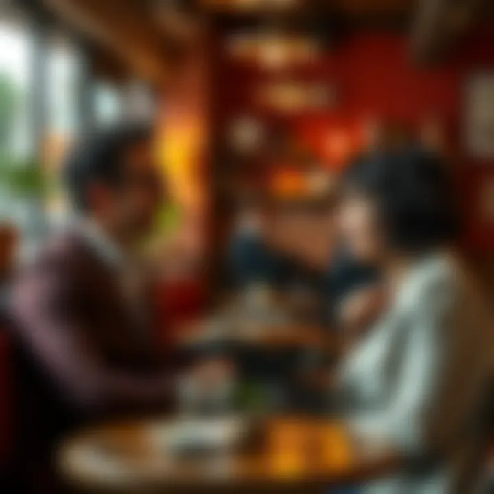 Two people having an open and honest conversation in a cozy café setting.