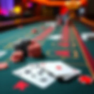 A baccarat table showing chips and playing cards, symbolizing a betting strategy