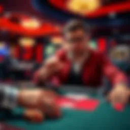 A baccarat expert showing strategies at a casino table with cards and chips