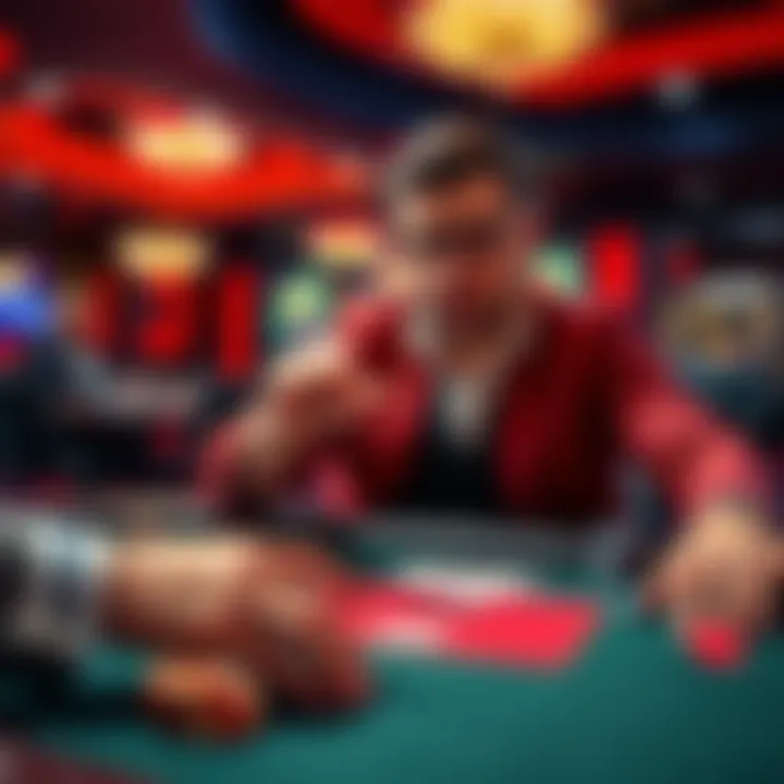 A baccarat expert showing strategies at a casino table with cards and chips
