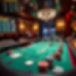 A live baccarat game showing a green felt table with chips and cards being dealt