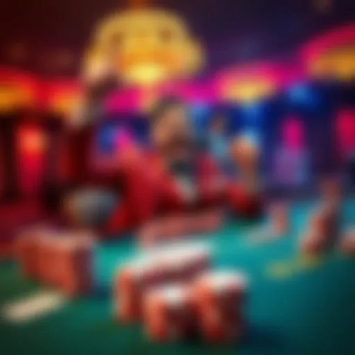 A successful baccarat player celebrating a big win at the casino table with chips and cards.