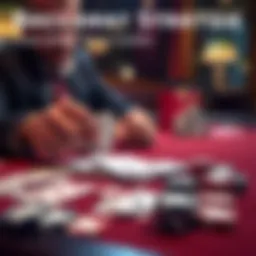 A player reviewing baccarat strategies with cards and chips on a table.