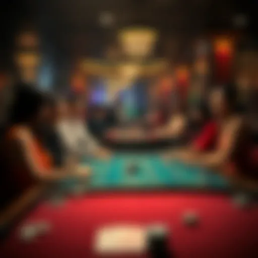 A baccarat table featuring Asian female dealers engaging with players, showcasing the lively atmosphere of the game.