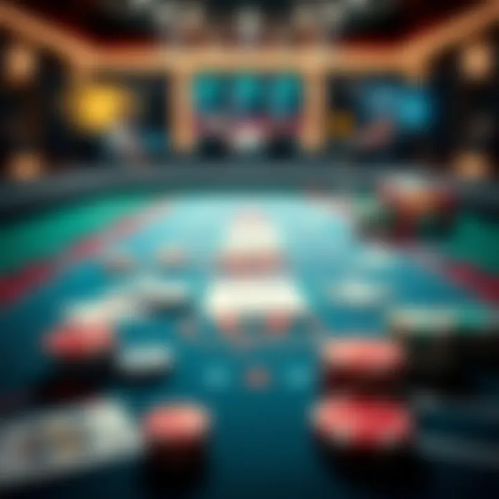 A close-up of a Baccarat table with cards and chips, showcasing the gameplay environment