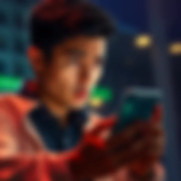 A person looking worried while holding a phone and checking their bank account status, with cryptocurrency icons visible on the screen.