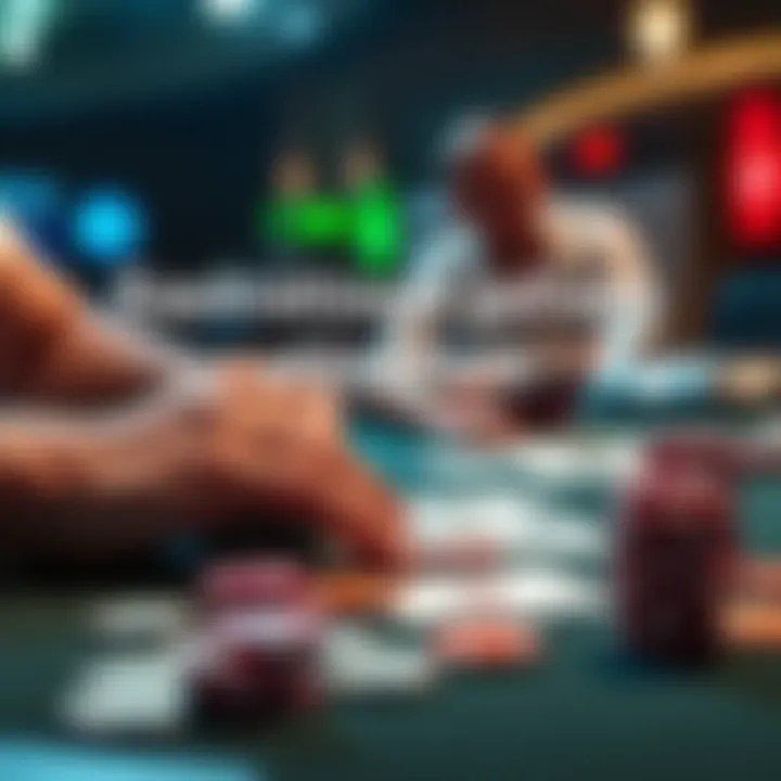 A poker player calculating their bankroll for MTTs with chips and cards on the table