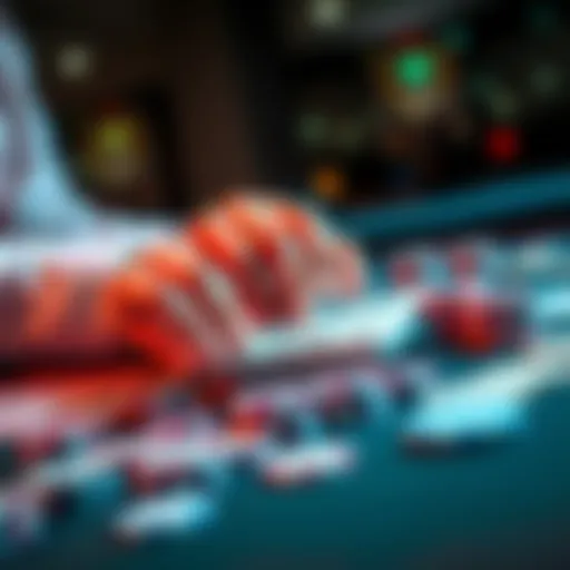 A person calculating money with casino chips on the table, symbolizing bankroll management for beginners.
