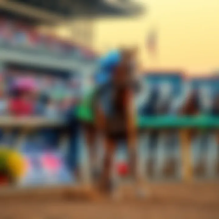 Barbaro crossing the finish line first at the Florida Derby, with cheering fans in the background.