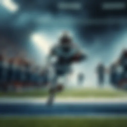 Barkley running with the football, close to the end zone, teammates cheering behind him
