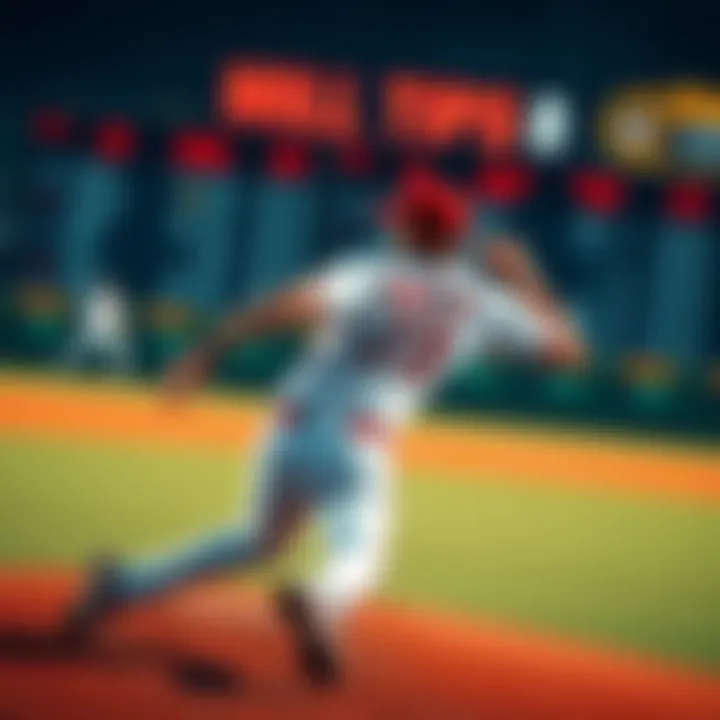 A baseball scene showing a player pitching, with betting odds displayed in the background, symbolizing MLB betting tips