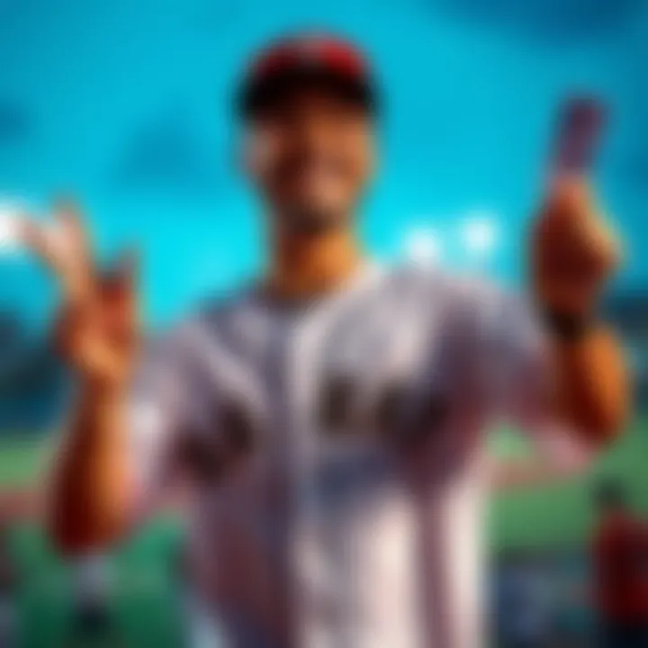 A smiling person celebrating a successful 5-leg parlay bet on a baseball game, with a baseball jersey and a ticket in hand.