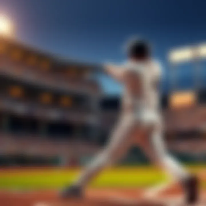 A baseball player swings a bat hitting a home run, with a stadium in the background and fans cheering.